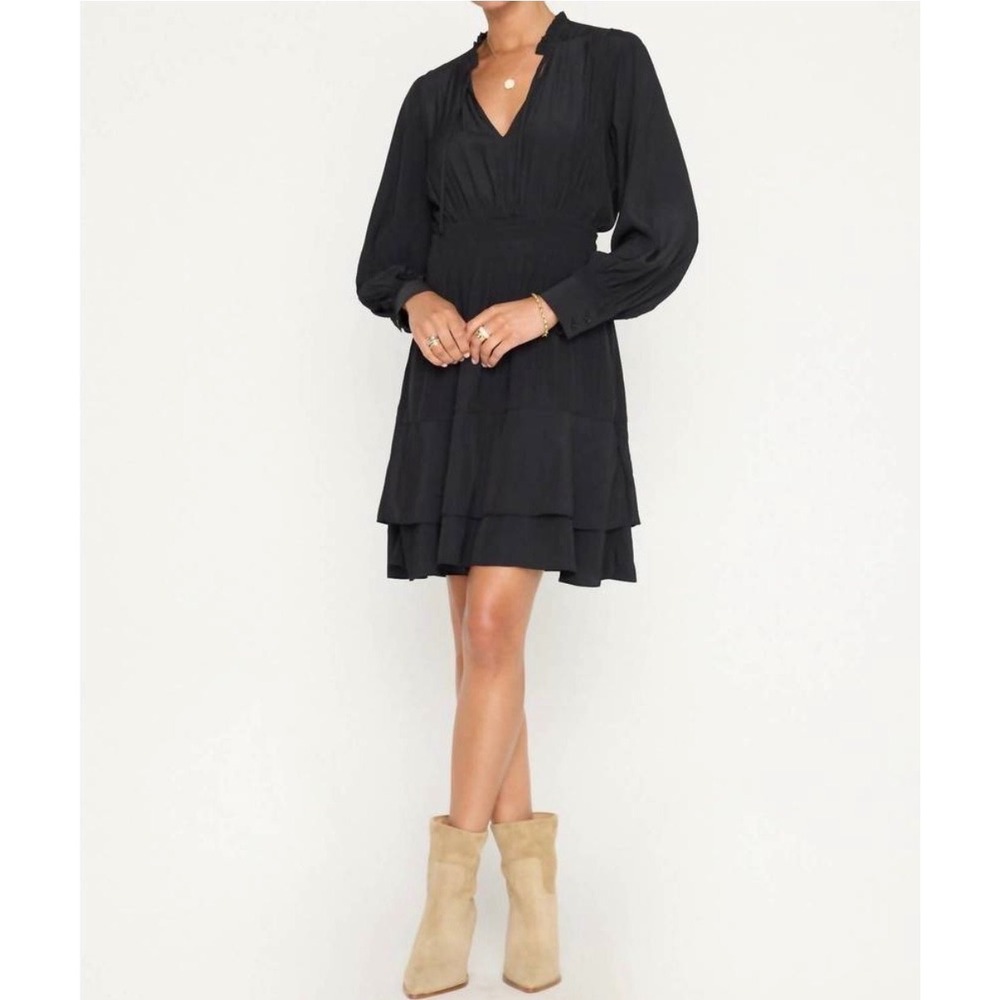 Brochu Walker Olivia Smocked Dress Tiered Mini Ruffle V-Neck Med